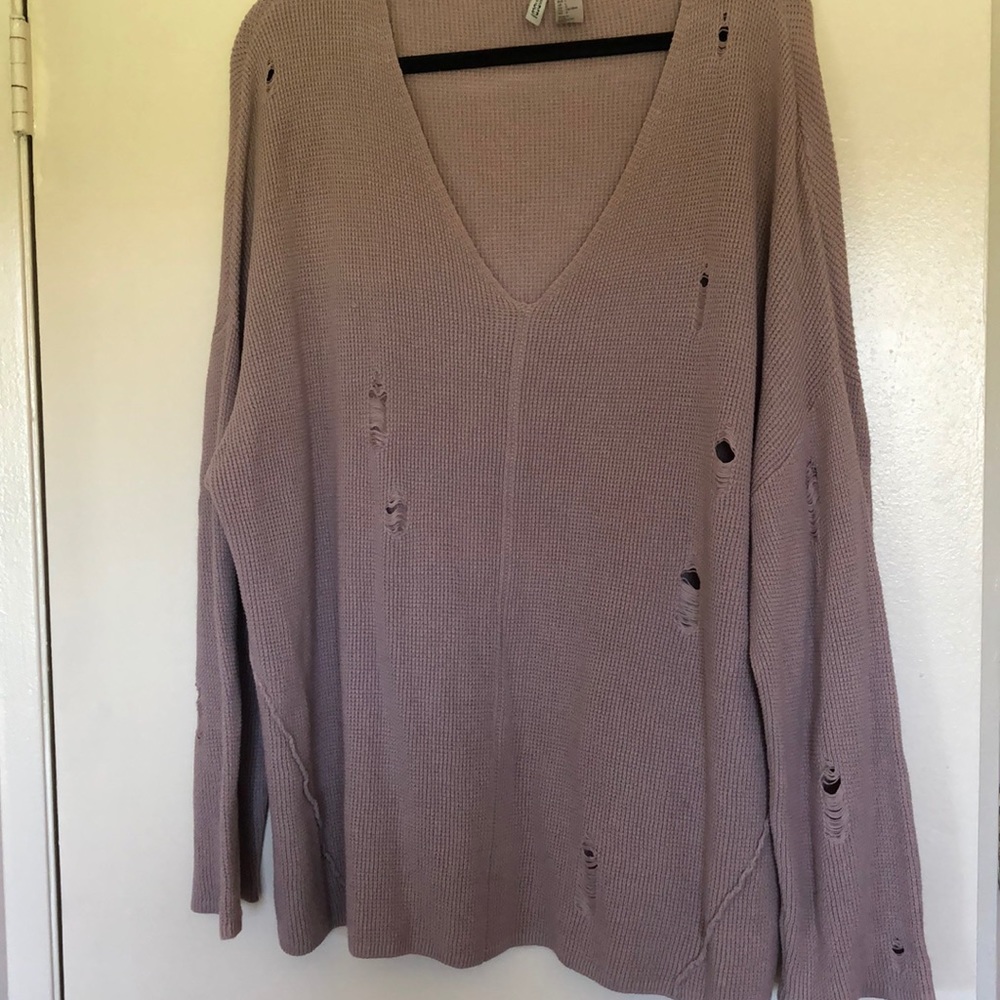 Oversized Purple distressed sweater